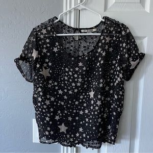American Rag Sequined Star Chiffon Top